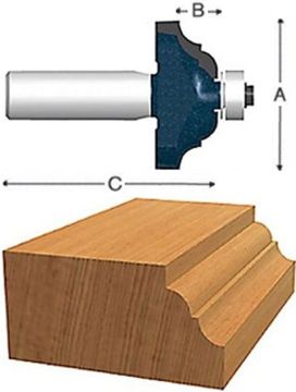 Picture of Router Bit, Carbide Tip, Classical 1-1/4"D, 1/4" Shank