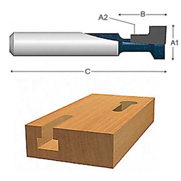 Picture of Router Bit, Carbide Tip, Keyhole Bit 3/8"D, 1/4" Shank