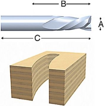 Picture of Router Bit, Solid Carbide, Down-Cut Spiral 1/2"D, 1/2" Shank, 2 Flute
