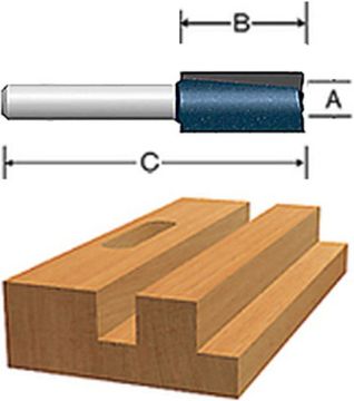 Picture of Router Bit, Carbide Tip, Straight 1/2"D, 1/2" Shank, 2 Flute