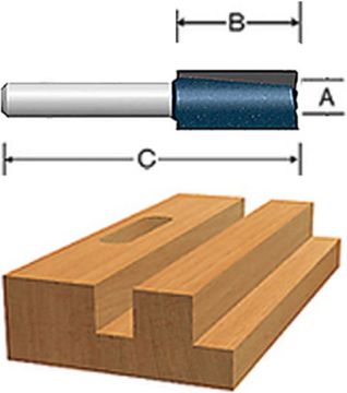 Picture of Router Bit, Carbide Tip, Straight 3/4"D, 1/2" Shank