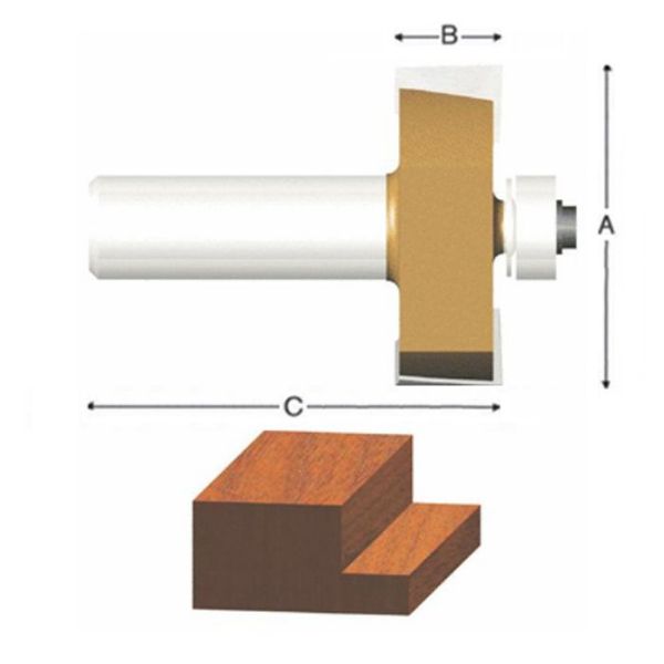 Picture of Router Bit, Carbide Tip, Rabbet 1-1/4"D, 1/4" Shank, 3/8" Rabb