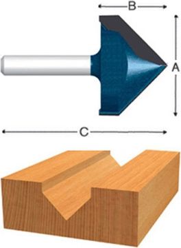 Picture of Router Bit, Carbide Tip, V-Groove 5/8"D, 1/2" Shank