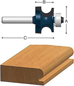 Picture of Router Bit, Carbide Tip, Edge Bearing 1-11/4"D, 1/4" Shank