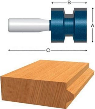 Picture of Router Bit,Carbide Tip,Wedge/Tongue 1-1/4"D, 1/2" Shank