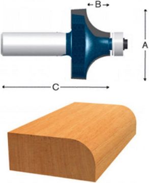 Picture of Router Bit, Carbide Tip, Roundover 1-3/4"D, 1/2" Shank, 5/8" Rad