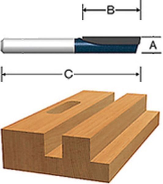 Picture of Router Bit, Solid Carbide 3/16"D, 1/4" Shank, 1 Flute