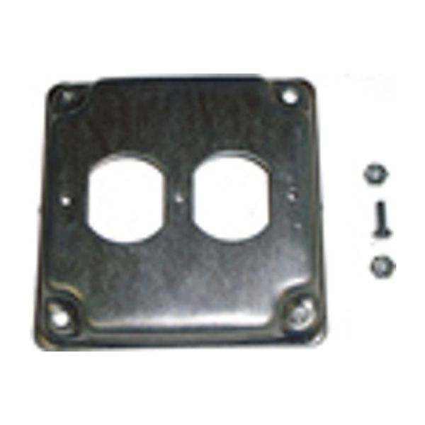 Picture of Cover, Electrical Box, Duplex Receptacle Metal, f/4" Square Box