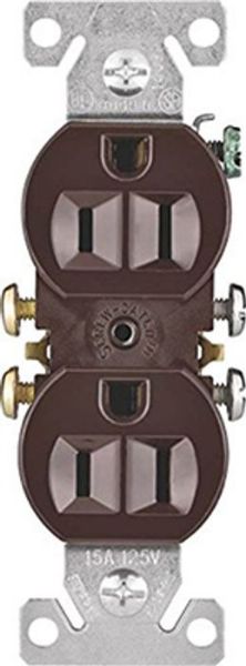 Picture of Receptacle, ParallelGround,Duplex,Brwn 15 Amp, 125V AC