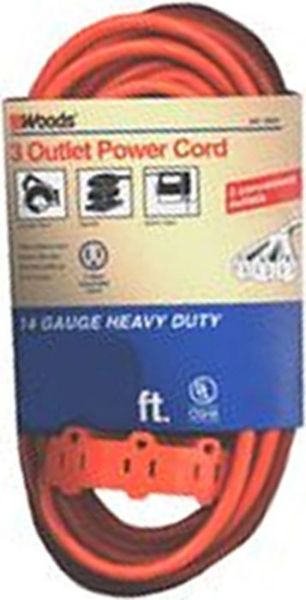 Picture of Cord, Extension, Indoor, Outdoor,Orng 14/3, 25', 3 Outlet Power Bloc