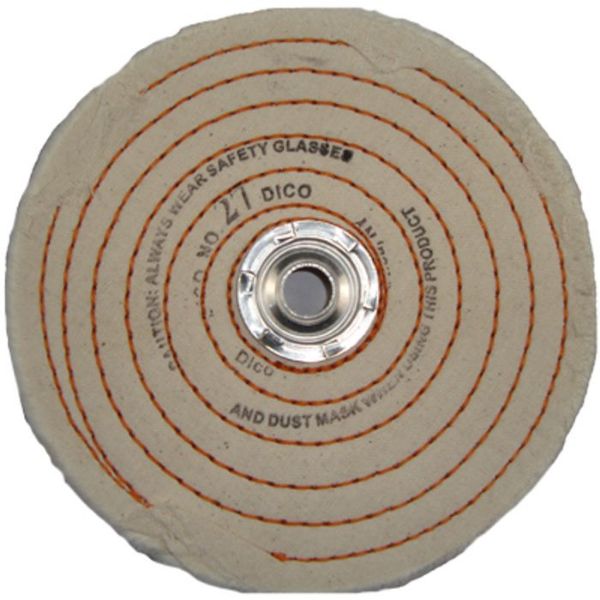 Picture of Wheel, Buffing, Spiral Sewed, 1" Arbor 6"x27 Ply, 1/2" Face