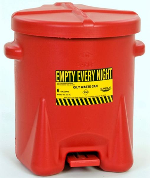 Picture of Can, Oily Waste, Polyethylene, Red 6 Gal Capacity