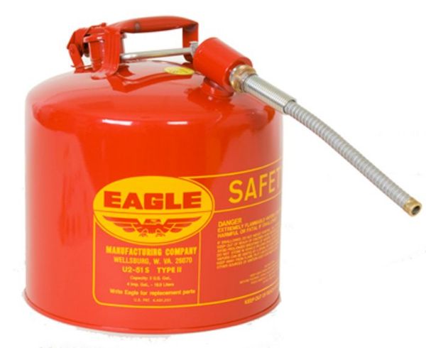 Picture of Can, Safety, Metal, Type II, Red 5 Gal Cap, w/7/8"OD Flex Spout