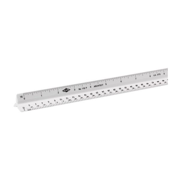 Picture of Scale, Triangular, Plastic, White Combination, English & Metric