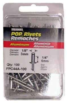 Picture of Rivet, Blind, Aluminum Mandrel, 100pc 1/8"D, Grip to 1/4"