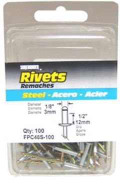 Picture of Rivet, Blind, Steel Mandrel, 100pc 1/8"D, Grip to 1/2"