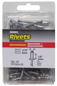 Picture of Rivet, Blind, Steel Mandrel, 50pc 3/16"D, Grip to 1/8"