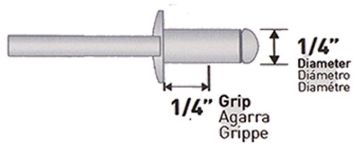 Picture of Rivet, Blind, Steel Mandrel, 100pc 1/4"D, Grip to 1/4"