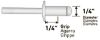 Picture of Rivet, Blind, Aluminum Mandrel, 100pc 1/4"D, Grip to 1/4"