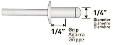 Picture of Rivet, Blind, Aluminum Mandrel, 100pc 1/4"D, Grip to 1/4"