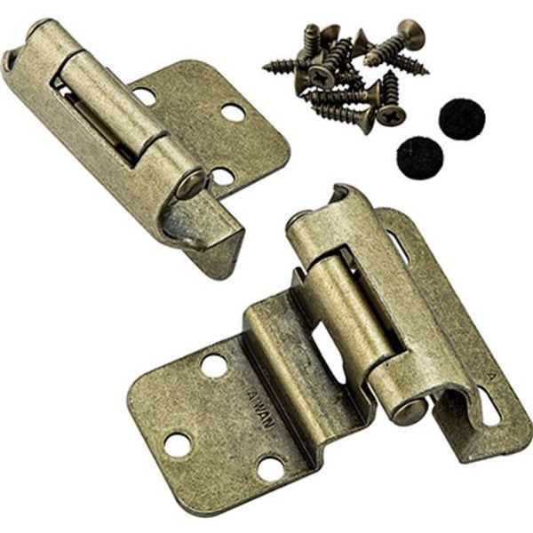 Picture of Hinge, Cabinet, 3/8" Inset Partial Wrap Antique Brass