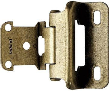 Picture of Hinge, Cabinet, Partial Wrap 1/4" Overlay Antique Brass