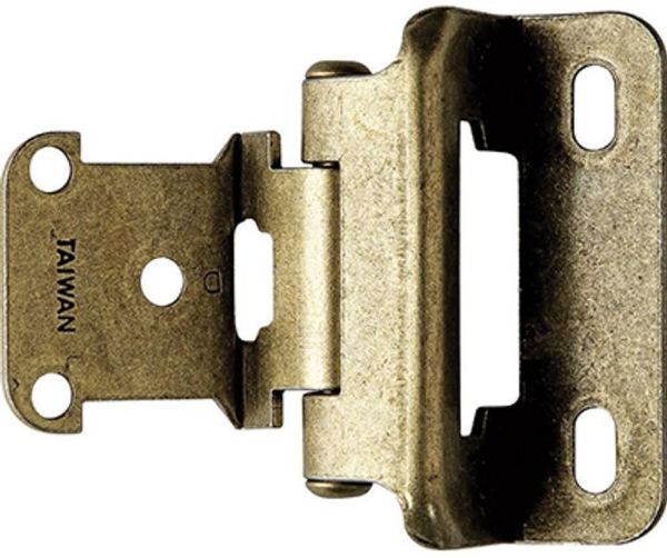 Picture of Hinge, Cabinet, Partial Wrap 1/4" Overlay Antique Brass