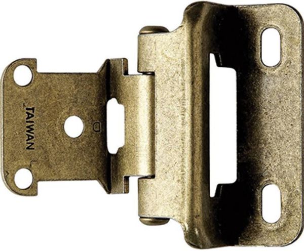 Picture of Hinge, Cabinet, Partial Wrap 1/2" Overlay Antique Brass