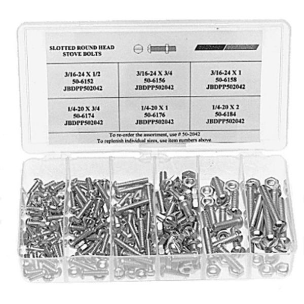 Picture of Bolt, Carriage, Steel, Assortment 1/4"x1"-3/8"x4"