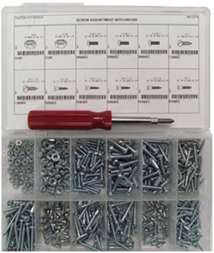 Picture of Screw, Assortment, w/Screwdriver Rd, Flat, Pan, Mach & Hex Nuts