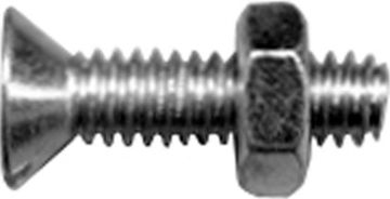 Picture of Bolt, Stove, Flat Head, Steel, w/Hex Nut 1/4"x1"