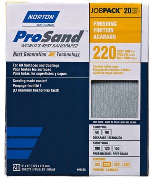 Picture of Paper, Abrasive, High Performance, Alum Oxide 220 Grit, 9"x11", Open Coat