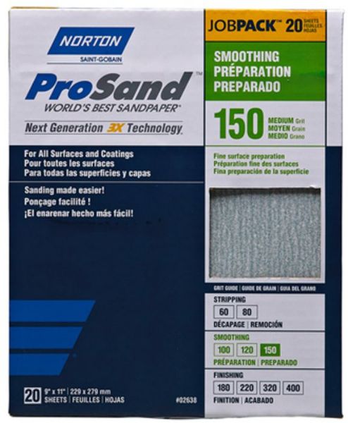 Picture of Paper, Abrasive, High Performance, Alum Oxide 150 Grit, 9"x11", Open Coat