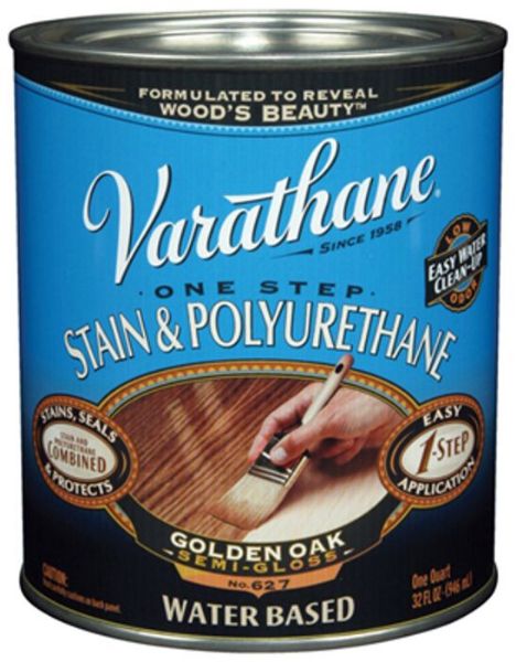 Picture of Stain & Finish, One-Step, Water Base, Gloss, Golden Oak Quart