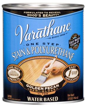 Picture of Stain & Finish, One-Step, Water Base, Gloss, Golden Pecan Quart