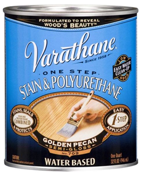 Picture of Stain & Finish, One-Step, Water Base, Gloss, Golden Pecan Quart