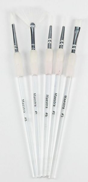 Picture of Brush, Artist, Taklon, 5pc Round 2, 6, 8, Shader 5, Fan 1
