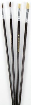 Picture of Brush, Artist, Asst, Red Sable/White Bristle, 4pc Round 1, 4 and Flat White 4, 8