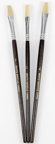 Picture of Brush, Artist, White Bristle, 3pc Flat #0, #2, #4