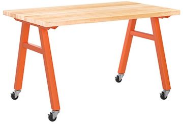 Picture of Table, A-Frame, Orange Frame, Natural Top 60"Wx36"D