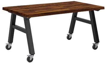 Picture of Table, A-Frame, Silver Frame, Walnut Top 60"Wx36"D