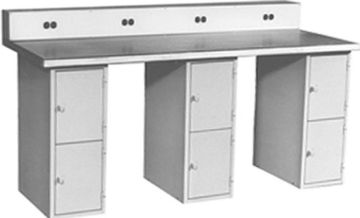 Picture of Bench, Electrical, 2-Station, Gray 6 Locker, 72"Wx30"D