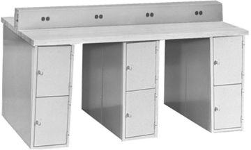 Picture of Bench, Electrical, 4-Station, Gray 12 Locker, 72"Wx48"D