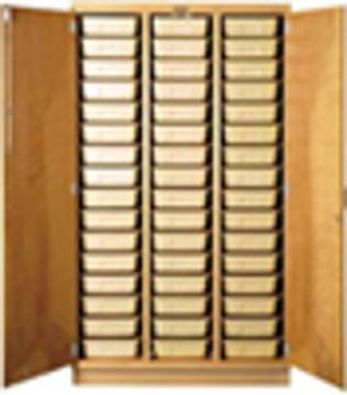 Picture of Cabinet, Tote Tray 48 Tote Trays, Tan, Set Up
