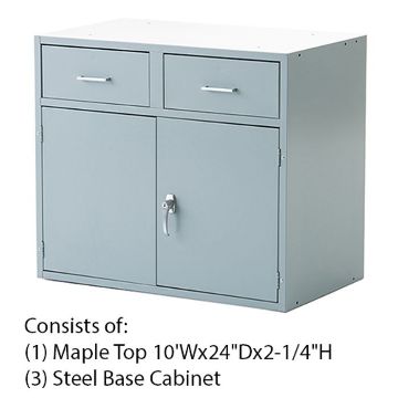 Picture of Bench, Wall Style, Maple Top Double Door-2 Drawer, 2-1/4"H