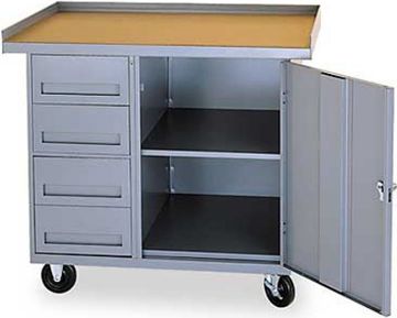 Picture of Cabinet, Storage, Workbench, Moblie 42"Wx25"Dx36-1/4"H, Med Gray