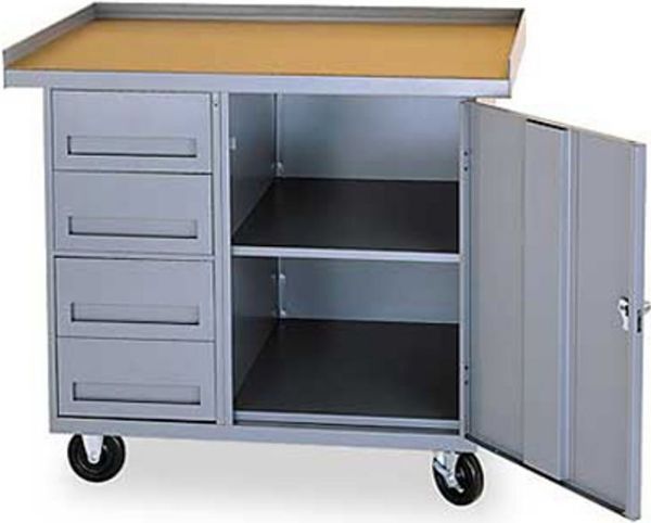 Picture of Cabinet, Storage, Workbench, Moblie 42"Wx25"Dx36-1/4"H, Med Gray
