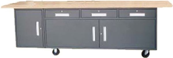 Picture of Bench, Mobile, Maple Top, Charcoal Gray w/dust coll,96"x34"x1-3/4" Top