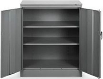 Picture of Cabinet, Storage, Counter High 36"Wx18"Dx42"H,Med Gray,Set Up