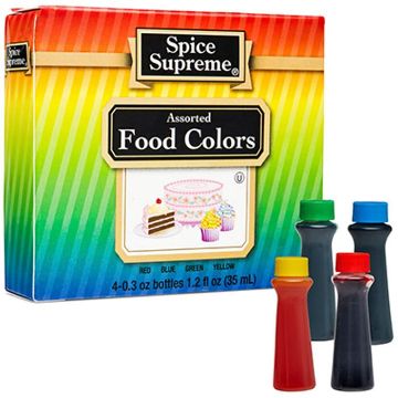 Picture of Food Coloring Red, Blue, Green, Yellow